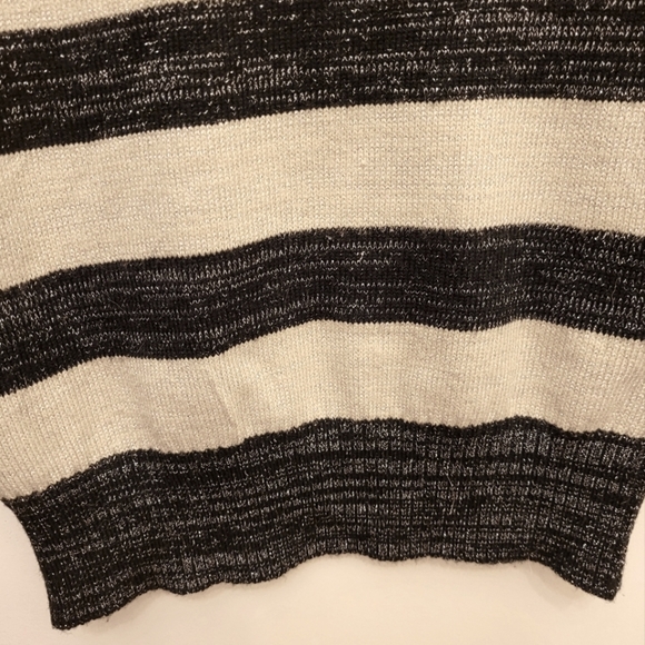Metaphor Sparkle Black Tan Striped Long Sleeve Sweater Size Small - Picture 4 of 9